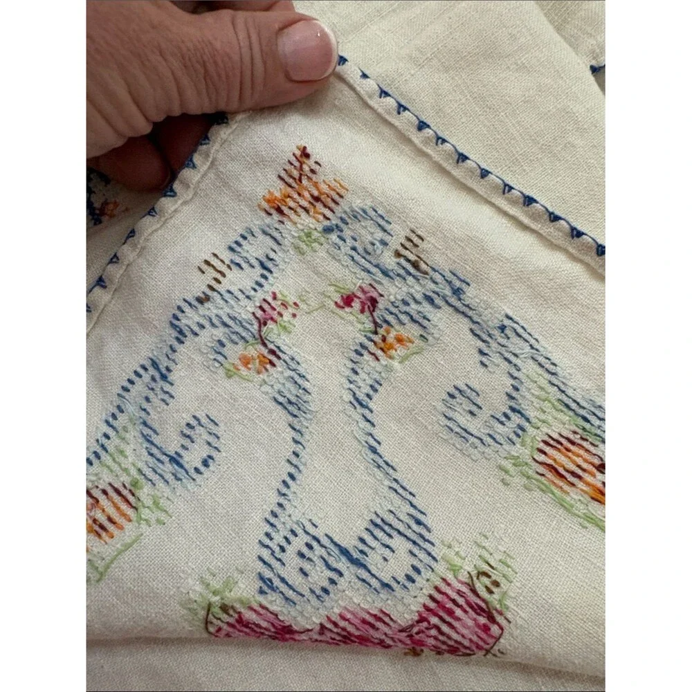4 Flower Cross Stitch napkins